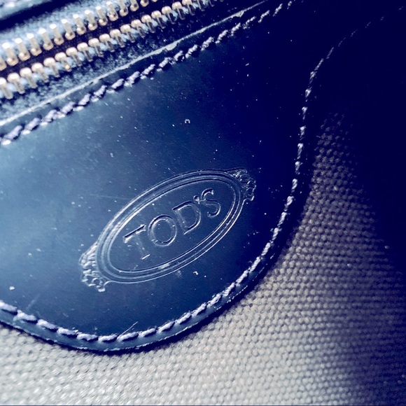 Italian Tod’s iconic D-bag large tote shoulder bag shiny real leather navy blue - Picture 11 of 16